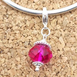 5/$21 🦉 SILVER AND PINK CRYSTAL DANGLE CLIP CHARM FOR BRACELETS AND NECKLACES